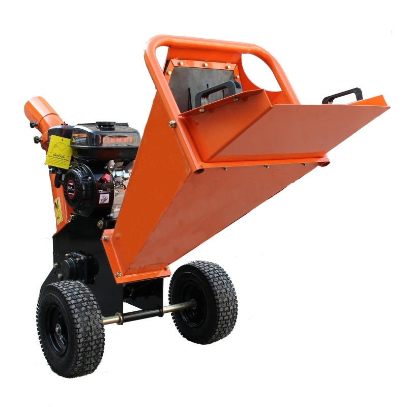 6.5HP 196cc Gasoline Wood Chipper Machine Nt-Wm100 100mm Chipping Capacity Drum Type Branch Shredder with Emergency Stop for Garden Forest Landscaping