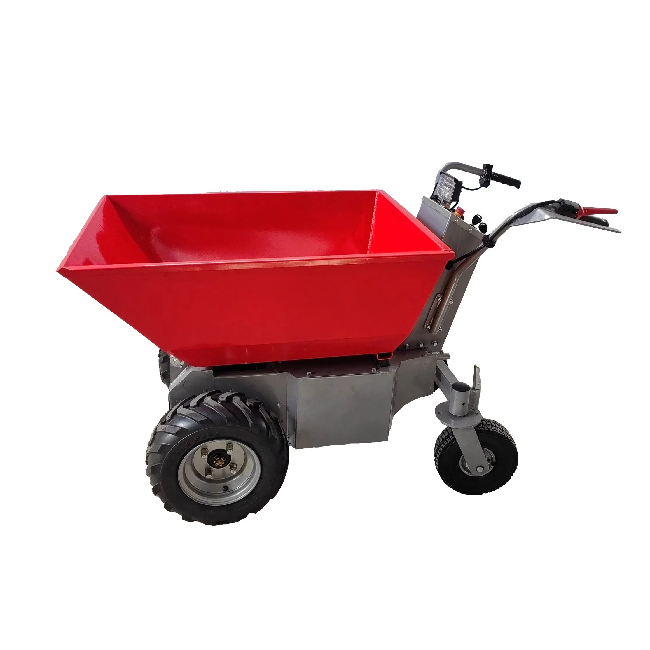 Light Weight Portable Nt-E500h 1000W Motor 500kg Load Capacity Hydraulic Discharge 48V 32ah Power Electric Tipping Barrow