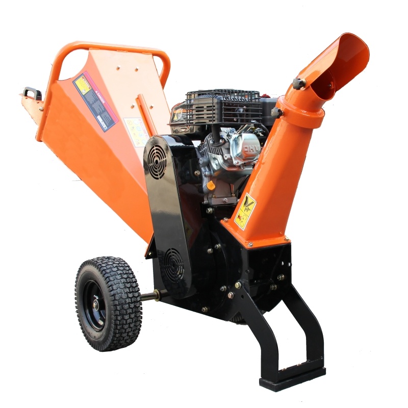 6.5HP 196cc Gasoline Wood Chipper Machine Nt-Wm100 100mm Chipping Capacity Drum Type Branch Shredder with Emergency Stop for Garden Forest Landscaping