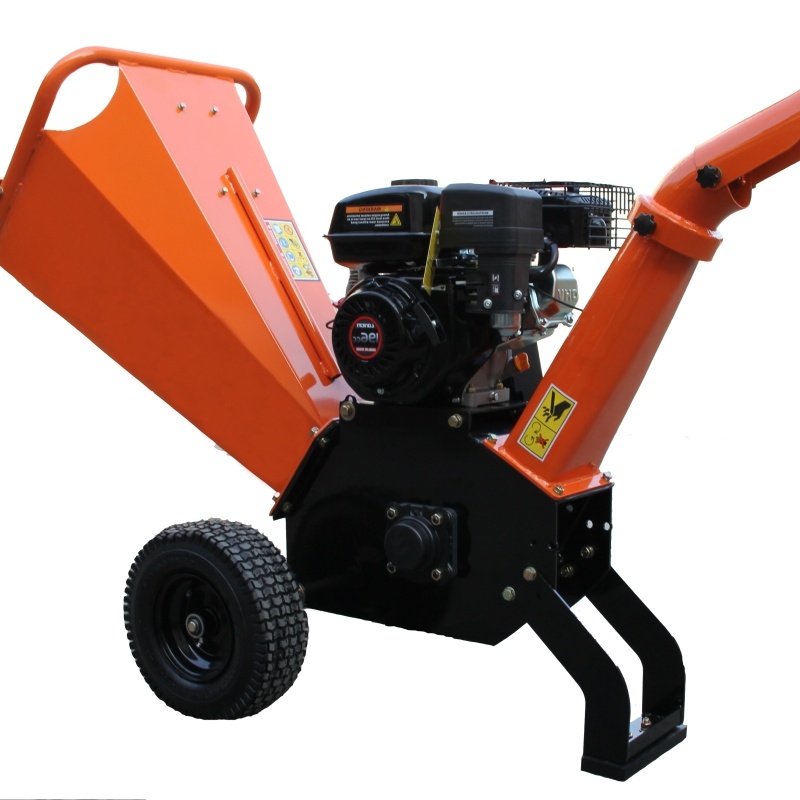 6.5HP 196cc Gasoline Wood Chipper Machine Nt-Wm100 100mm Chipping Capacity Drum Type Branch Shredder with Emergency Stop for Garden Forest Landscaping