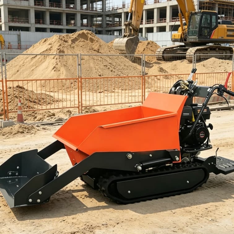 Heavy-Dutymini Loader 300kg500kgs Loading Capacity Hydraulic Tracked Dumper Hydraulic Mini Dumper Pump Core Engine Mini Skid Steer Dumper Heavy Load Mini Dumper