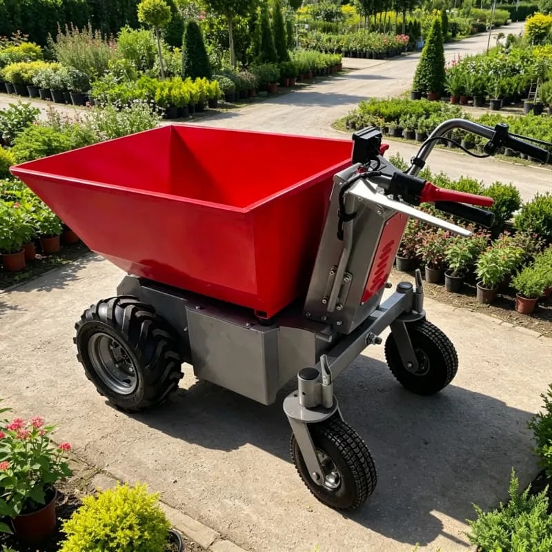 Light Weight Portable Nt-E500h 1000W Motor 500kg Load Capacity Hydraulic Discharge 48V 32ah Power Electric Tipping Barrow
